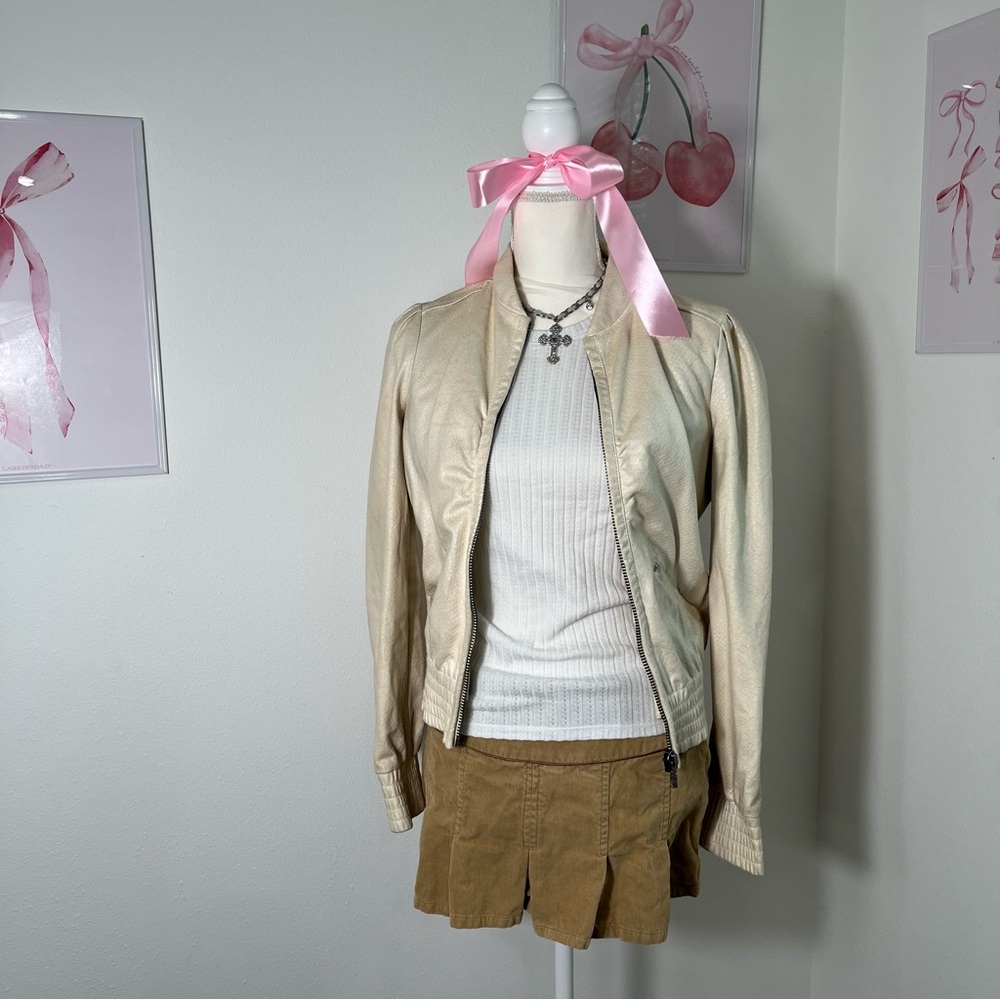 Miss Sixty Vintage Y2K Cream Animal Print Zip Jacket Womens Small